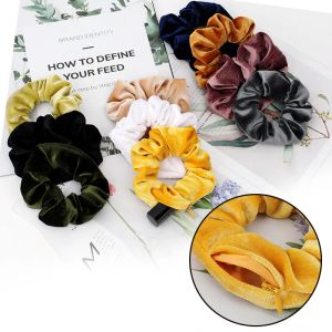 Pocket Scrunchies with Zipper Stash Scrunchy Hair Ties Satin Silk Sports Dance Scrunchie Hairband ZZ