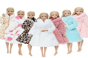 Todo feito à mão de alta qualidade boneca casaco vestido pele para menina americana inverno usar leopardo roupa acessórios crianças toy2131317