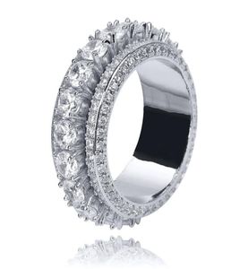Iced Out Micro Paled 5Row Zircon Rotating Finer Ring Gold Silver Plated Mens Hip Hop Jewelry Gift2138908