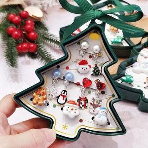 Necklace Earrings Set Cute Christmas Holiday Gift For Children Kids Non Piercing Clip On Mix Adjustable Rings Jewelry