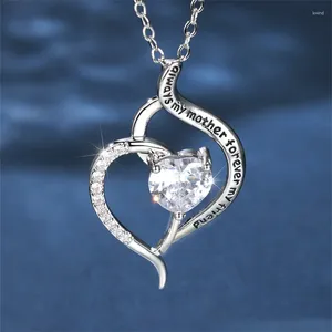 Hänge halsband ihåliga infinity hjärtbrev för kvinnor silver färg vit zirkon halsband mamma födelsedag mor dag smycken gåva