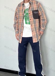 Designer casual camisa de manga longa camisa masculina de luxo marca clássico gingham damasco xadrez camisas masculinas e femininas