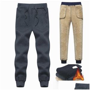 Hoodies dos homens moletom marca calças de lã dos homens veet cashmere homens grossos velo corredores inverno super quente calça calças pesadas dhrvo