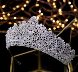 Wspaniały królewski tiaras quinceanera korony ślubny głowica Weddna biżuteria do włosów Tocado novia Wedding Hair Akcesoria cyrkon Crown2883501