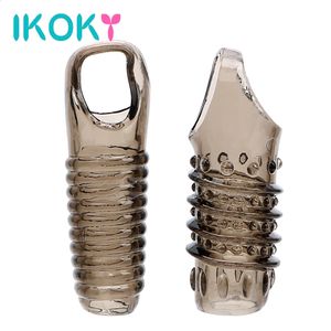 IKOKY 2pcs Penis Ring Silica Gel Enlargement Cock Sex Toys For Men Chastity Delayed Ejaculation Adult Products 240117
