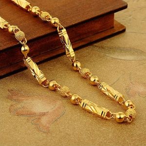 Simple Male 18K Gold Necklace Hexagonal Buddha Bamboo Chain Fine Jewelry Clavicle Necklaces for Men Boyfriend Birthday Gifts 240117