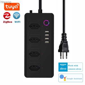 Power Cable Plug WiFi Zigbee Tuya Smart Plug Power Strip Brasilien Förlängningssladd Timer Plug Remote Voice Control Smart Home Socket Work med Alexa YQ240117