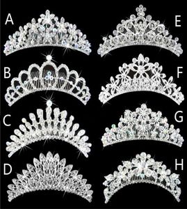 2015 Shiny Crystals Wedding Crowns Sparking Rhinestone Bridal Tiaras Hair Accessories Headpieces Comb Back Wedding Jewelery 8 Styl3850471
