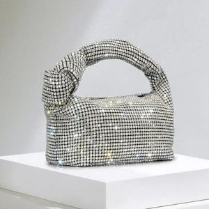 Lidar com strass nó sacos de noite prata cristal alça superior saco para bolsas femininas e bolsas designer luxo bolsa tote 240117