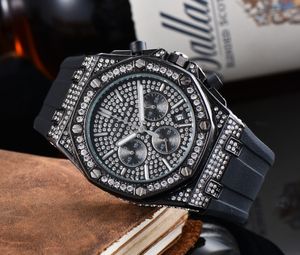 High-end men's watch Luxury All Diamond English Watch Automatic six hand Chronograph Run Second Watch 41mm dial rubber strap design casual watch