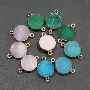 Pendant Necklaces Fashion Good Quality Natural Stone Crystal Connector Necklace Charms Gold Plated DIY Craft Bracelet Making Jewelry 10Pcs