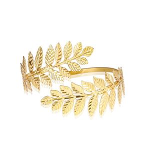 Ouro prata banhado grego romano louro folha pulseira braçadeira braço superior manguito armlet festival nupcial dança do ventre jóias1853528