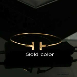 Pulsera Mujer New Luxury Quality Fashion Women Jewelry Stainless Steel Open Cuff Double t Bangle Bracelet Gold Silver Rose Tiffanyitys 2AIN