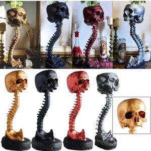 Vases Resin Skull Planter Spine Stand Set Resin Human Skeleton Plant Planter Skull Shaped Succulent Planter Pots Set for Home Office YQ240117