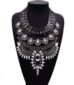 Luxury Flower Bib Crystal Necklace Boho krage halsband för kvinnor kostym smycken julklapp 1 st 4 färger2115646