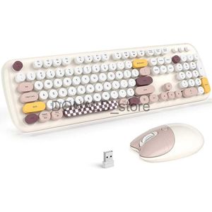 Keyboards MOFII Wireless Keyboard and Mouse Combo 2.4G Full-Size Retro Typewriter Computer Keyboard for Windows Mac OS Desktop/Laptop/PC J240117