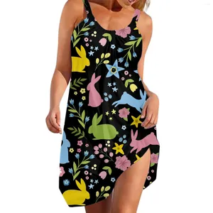 Casual Dresses Summer Spring For Women 2024 Fashion Print Dress Camisole Easter Mini Female Beach Sundress Vestidos