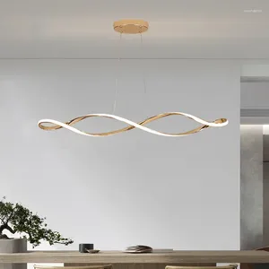 Pendelleuchten Nordic Modern Minimalist Light Luxury Line LED Kronleuchter Personalisiertes Arbeitszimmer Schlafzimmer Wohnzimmer Büro Kunst Gold Schwarz