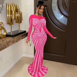 Casual Dresses Rhinestone Women Maxi Dress Formal Mesh Black White Evening Party Elegant Sexy Red Ninght outfit