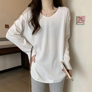 Kvinnors T -skjortor Oregelbunden personlighet Solid överdimensionerade Loose Long Sleeve Women Shirt Slim Tunic Clothes Fashion Harajuku Spring Fall 2024