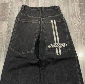 Jeans da donna High Street Hip Hop design con motivo geometrico vita sottile 2024 pantaloni dritti Casual versatili Harajuku Y2k