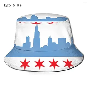 Berretti Chicago Flag Cappello da pescatore Protezione UV Pesca Nero Cappellino da viaggio estivo per esterni unisex