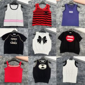 Sleeveless Womens Knitted Vest Cropped Tank Top Designer Letter Knits T Shirts Summer Casual Tees Tops