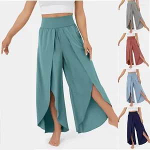 Kadın pantolon renkli elastan bel polyester yaz tembel yarık bacak elbisesi hip hop kızlar annelik kadınları akışlı yoga