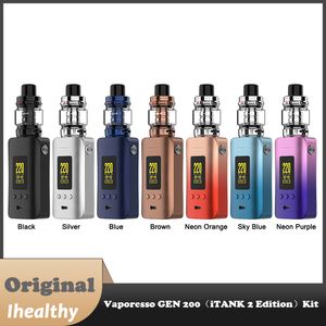 Itank 2 탱크 8ml 220w가 장착 된 원래 Vaporesso Gen 200 키트 18650 배터리 GTI 메쉬 코일 0.2OHM/0.4OHM e 담배 기화기