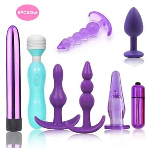 8Pcs Sex Toys for Women handcuffs for session Anal plug Vibrator female BDSM erotic accessories sexulaes toys for adults 18 240117
