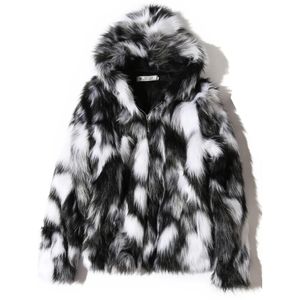 Winter Warm Plus Fleece Faux Fur Fox Fur Casual Mens Hooded Jacket Thick Boutique Fashionable Male Slim Coats Size S-5XL 240117