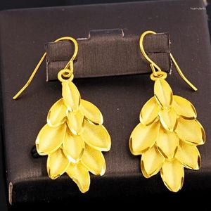 Dingle örhängen riktig 18k guldfärg lång överdrivna tofsar ringer för kvinnor brud kinesisk trendig design örhänge fina smycken gåvor