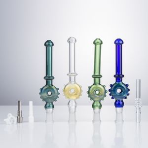 NC083 Dab Rig Smoking Pipes Heady Color 10mm Titanium Ceramic Quartz Nail Clip O Ring Swirl Airflow Glass Pipe