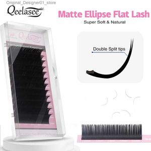 False Eyelashes Qeelasee matte flat lashes split tips individual mink ellipse shaped natural light soft false ellipse eyelashes Q240117