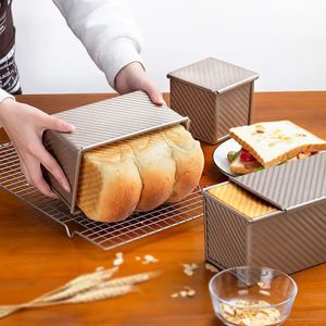 Toast Box 450G Non Stick med LID Loaf Pan Tin Bread Pullman BoxTray Bakeware Baking Tool 240117