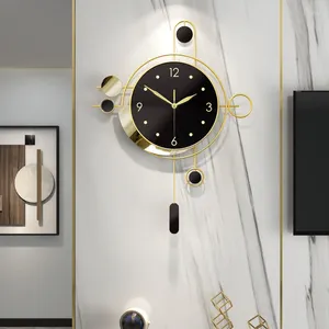 Wanduhren Nordic Luxus Riesenuhr Metall Design Stille Gold Runde Kunst für Wohnzimmer EL Lobby Hängende Uhr