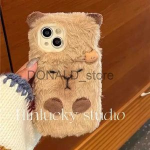 Obudowy telefonu komórkowego Śliczne pluszowe myszy Plush Plush Mobile Telefon na iPhone'a 15 14 13 11 12 Pro Max Mini plus 6s Soft x Winter 15 Autumn Fundda J240118