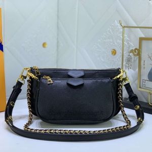 Bolsa de bolsa de bolsa multi-Pochette bolsa de ombro de 3 peças Mahjong Bag Black Bag Combination Fashion Moda Luxury