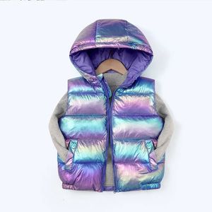 Outono crianças aquecer colete bebê algodão colete crianças outerwear colete crianças roupas meninos meninas com capuz jaquetas colete 240117