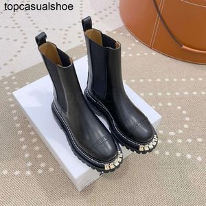 JC Jimmynessity Choo Designer Frauen Luxus Martin-Knöchelstiefel Sandro Schnürstiefel Leder Dicke Boden Schwarze Knöchelkampfstiefel Biker Boots Outdoor 35-40