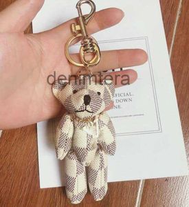 5Style Creative Cartoon Cute Bear Keychain Letters Car Keychains Leather Keyring Men Women Couples Bag Pendant Accessories 4MFD