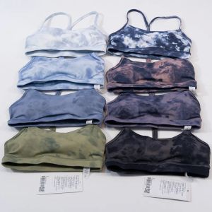 Europeu e americano tie-dye print yoga wear dupla face escovado y sutiã alça fina beleza suspensórios traseiros femininos esportes roupa interior apertada wo 37