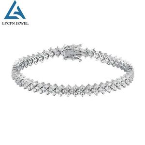 Bracelety uroku Lycfn 1,5 mm Moissanite Diamond Bransoletka tenisowa dla kobiet 925 SterlSliver 18K Białe złote bransoletki Weddparty Jewel J240118