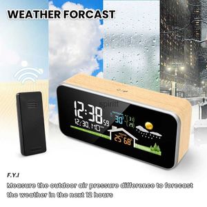 Relógios de mesa de mesa FanJu Estação meteorológica Despertador digital Medidor de umidade de temperatura interna externa Relógios de rádio sem fio Mesa de mesa Decoração de casa YQ240118