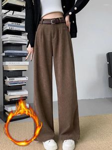 Calças femininas syiwidii veludo sweatpants mulheres outono inverno moda cintura alta veludo perna larga casual reto comprimento total