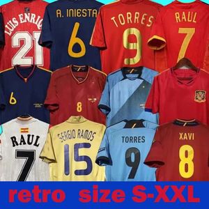 2010 Spagna retro Maglie da calcio A.Iniesta 1996 1994 RAUL XAVI Hierro LUIS ENSRIQUE ALONSO Caminero PUYOL PIQUE David Villa TORRES 2008 2012 2002 Guardiola RAMOS 666