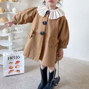 Coat Autumn Kids Girls Floral Trench Long Sleeve Loose Jacket Korean Top Jackets For