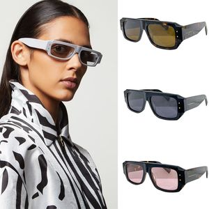 MENS OCH WOMENS Fashionabla Rectangular Frame Solglasögon Designer Round Frame Color Changing Lenses UV400 Resistenta Solglasögon med Box DG4458