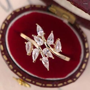 Cluster Rings 925 Sterling Silver Wheat Ear Cubic Zirconia Finger Gold Plated Fine Jewelry For Women Party Wedding Index