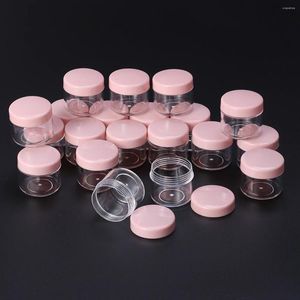 Bottiglie di stoccaggio Mini vaso rotondo portatile Cosmetico da viaggio Contenitore vuoto per crema viso Shampoo Lozione (Rosa)